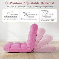 Adjustable 14-position Cushioned Floor Chair-Pink