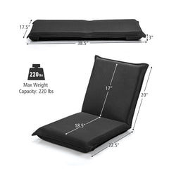 Adjustable 6 Positions Folding Lazy Man Sofa Chair Floor Chair-Black