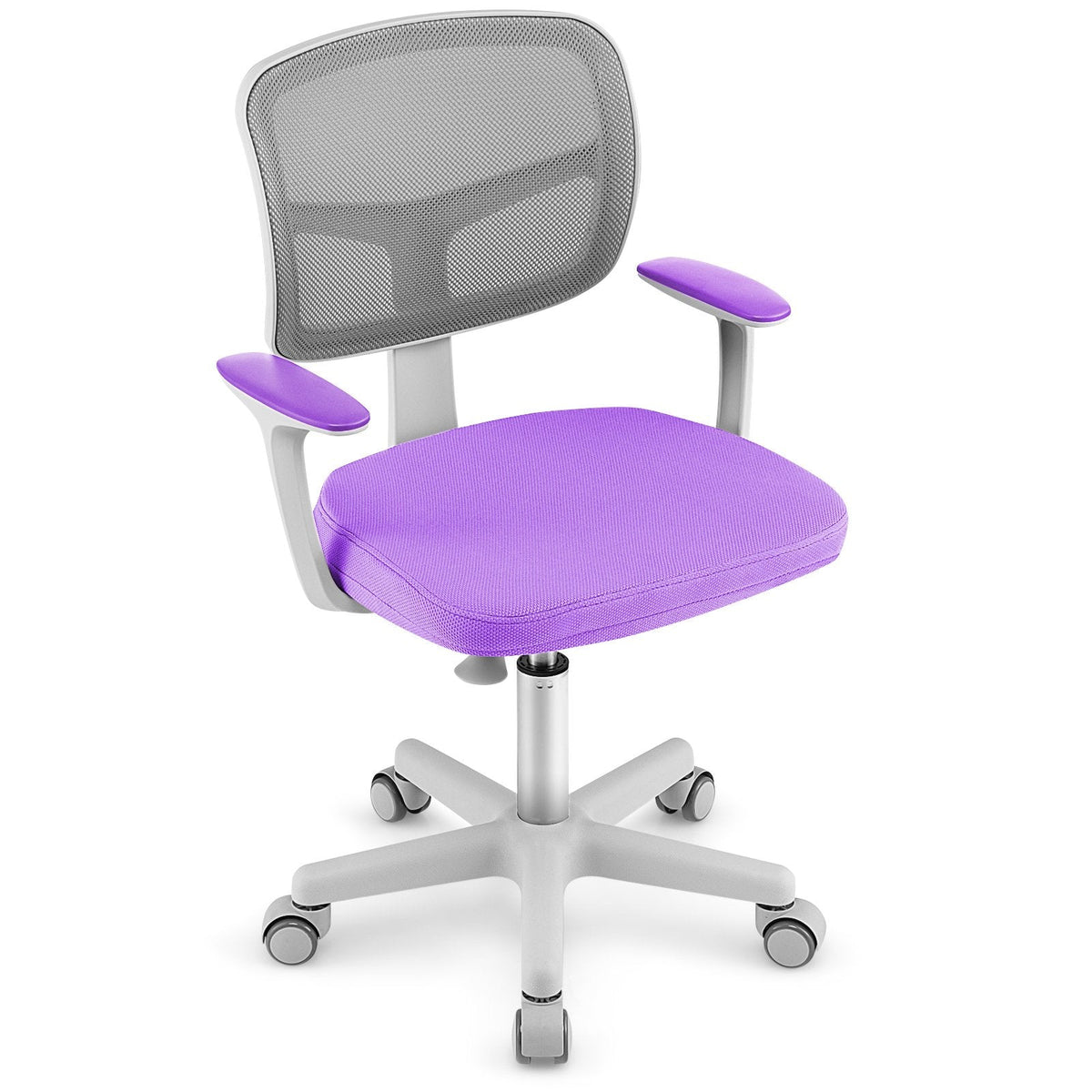 Adjustable Desk Chair with Auto Brake Casters for Kids-Purple