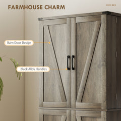72" Kitchen Pantry Cabinet, Farmhouse Storage Cabinet with 4 Doors, Drawer, 8 Door Shelves and Adjustable Shelf, Black