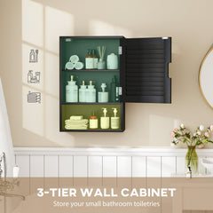 Bathroom Cabinet, Wall Mounted Storage Cabinet with Adjustable Shelves, 40 x 20 x 60 cm, Black