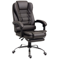 Ergonomic Office Chair with Back Support, PU leather Executive Office Chair with High Back, Retractable Footrest, Black