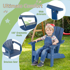 All-Weather HIPS Kid's Adirondack Chair with with High Backrest and Armrests-Blue