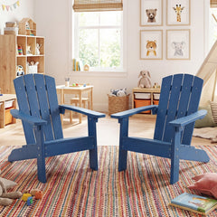 All-Weather HIPS Kid's Adirondack Chair with with High Backrest and Armrests-Blue