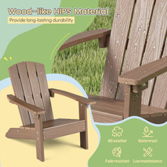 All-Weather HIPS Kid's Adirondack Chair with with High Backrest and Armrests-Brown