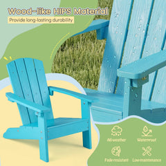 All-Weather HIPS Kid's Adirondack Chair with with High Backrest and Armrests-Turquoise