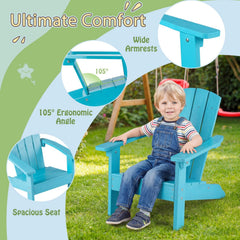 All-Weather HIPS Kid's Adirondack Chair with with High Backrest and Armrests-Turquoise