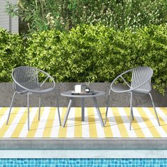 3 Piece Gray Resin Patio Conversation Set with 2 Round Back Chairs and Round Coffee Table