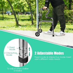 Aluminum Heavy-Duty Folding Wheeled Stand-Assist Walker-Gray