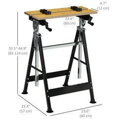 Portable Work Bench, Workshop Tool Stand with 6-Level Height Adjustable Work Table, Carpenter Saw Table with 4 Clamps, Steel Frame, 220lbs Capacity