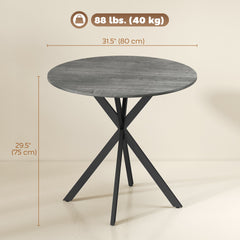 31.5" Industrial Round Dining Table - White Oak
