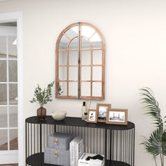 Arched Window Pane Farmhouse Wall Mounted Decorative Mirror-Nature