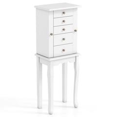 2 Colors Armoire Storage Standing Jewelry Cabinet with Mirror-White