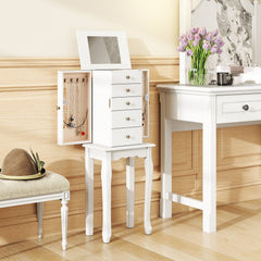 2 Colors Armoire Storage Standing Jewelry Cabinet with Mirror-White