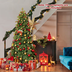 6 FT Artificial Christmas Tree, Unlit Hinged Spruce with 721 PE and PVC Tips and Metal Base