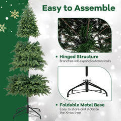 6 FT Artificial Christmas Tree, Unlit Hinged Spruce with 721 PE and PVC Tips and Metal Base