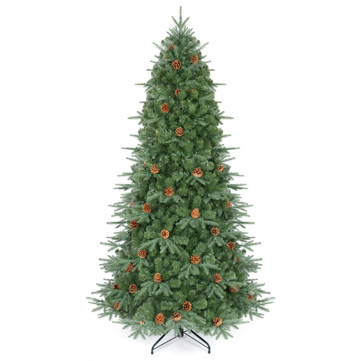 7 FT Pre-Lit Christmas Tree with 925 Tips, 61 Natural Pine Cones and 460 Warm White LEDs