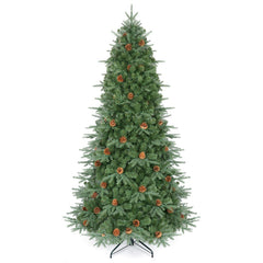 7 FT Pre-Lit Christmas Tree with 925 Tips, 61 Natural Pine Cones and 460 Warm White LEDs