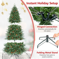 7 FT Pre-Lit Christmas Tree with 925 Tips, 61 Natural Pine Cones and 460 Warm White LEDs