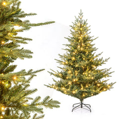 6 FT Pre-Lit Layered Christmas Tree with 830 PE and PVC Tips and 260 Warm White LEDs