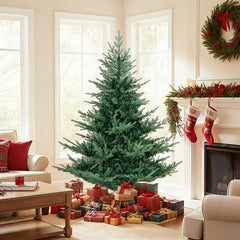 6 FT Pre-Lit Layered Christmas Tree with 830 PE and PVC Tips and 260 Warm White LEDs