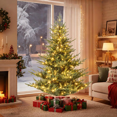 6 FT Pre-Lit Layered Christmas Tree with 830 PE and PVC Tips and 260 Warm White LEDs