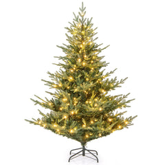 6 FT Pre-Lit Layered Christmas Tree with 830 PE and PVC Tips and 260 Warm White LEDs