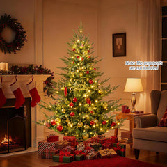 6 FT Pre-Lit Layered Christmas Tree with 830 PE and PVC Tips and 260 Warm White LEDs