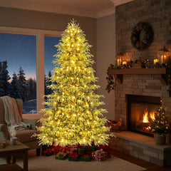 7 FT Pre-Lit Christmas Tree with 1090 Soft TPE and PVC Branch Tips and 370 Warm White LEDs
