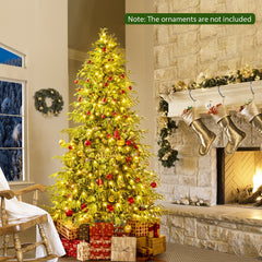 7 FT Pre-Lit Christmas Tree with 1090 Soft TPE and PVC Branch Tips and 370 Warm White LEDs
