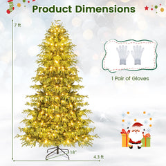 7 FT Pre-Lit Christmas Tree with 1090 Soft TPE and PVC Branch Tips and 370 Warm White LEDs