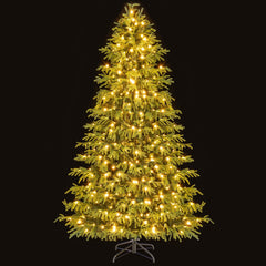 7 FT Pre-Lit Christmas Tree with 1090 Soft TPE and PVC Branch Tips and 370 Warm White LEDs