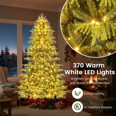 7 FT Pre-Lit Christmas Tree with 1090 Soft TPE and PVC Branch Tips and 370 Warm White LEDs