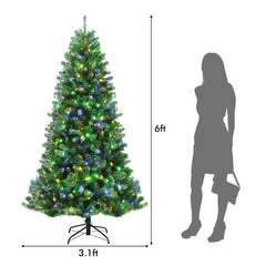 6 FT Pre-Lit Christmas Tree with Remote, Colour Changing LEDs, 4 Colours and 9 Lighting Modes