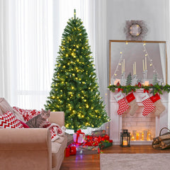 7 FT Pre-Lit Christmas Tree with Remote, Colour Changing LEDs, 4 Colours and 9 Lighting Modes