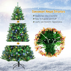 7 FT Pre-Lit Christmas Tree with Remote, Colour Changing LEDs, 4 Colours and 9 Lighting Modes
