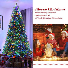9 FT Pre-Lit Artificial Christmas Tree, Hinged, 4.9 FT Wide with 11 Light Modes