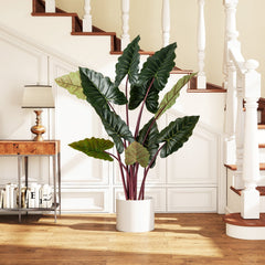 Artificial Rainbow Taro Tree 63 inches Tall with 11 Faux Leaves-1 Pack