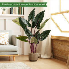 Artificial Rainbow Taro Tree 63 inches Tall with 11 Faux Leaves-1 Pack