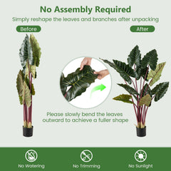 Artificial Rainbow Taro Tree 63 inches Tall with 11 Faux Leaves-1 Pack