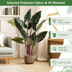 Artificial Rainbow Taro Tree 63 inches Tall with 11 Faux Leaves-1 Pack