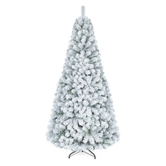 6 FT Snow Flocked Artificial Christmas Tree with 600 Branch Tips and a Folding Metal Base