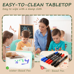 Kids Table and Chair Set with 4 Chairs, Adjustable Height, Easy to Clean, for 1.5 - 8 Years Old, Green