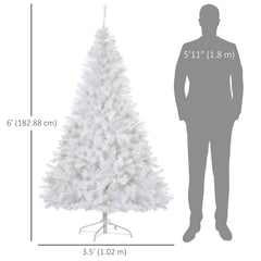 6FT Prelit Artificial Christmas Tree Warm White LED Light Holiday Home Xmas Decoration with Automatic Open, White