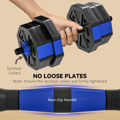 6-in-1 Adjustable Dumbbell Set, Used as Kettlebell, Barbell, Dumbbell, Push-Up Stand, 44lbs Free Weights Set, Blue