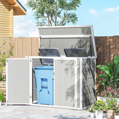 41 Cu. Ft. Outdoor Storage Shed, Outdoor Horizontal Trash Can Storage with Chain Lid, Lockable Storage Box, Grey