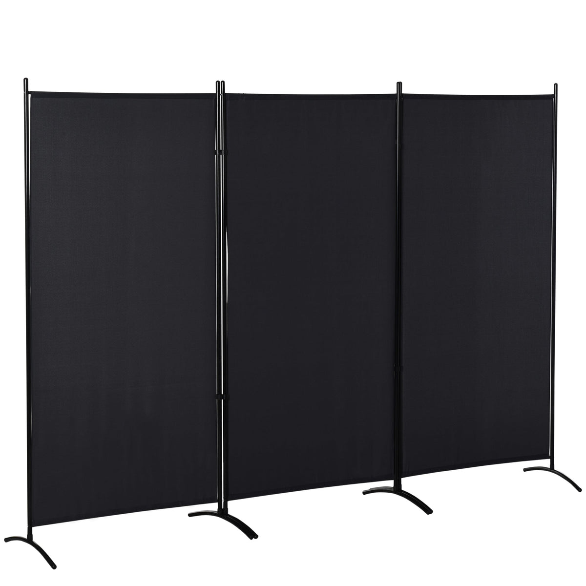 6' 3 Panel Room Divider, Double Hinged Folding Wall Divider, Indoor Privacy Screen for Home Office, Black