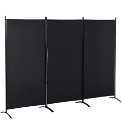 6' 3 Panel Room Divider, Double Hinged Folding Wall Divider, Indoor Privacy Screen for Home Office, Black