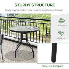 31.5'' Round Bistro Table Outdoor Dining Coffee Table w/ Tempered Glass Top Patio Garden Side Table Weather-resistant