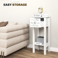 Nightstand Set of 2 with Drawer and Open Storage Shelf Black